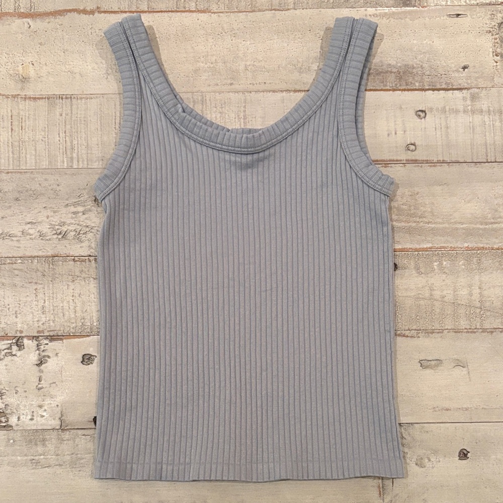 Dynamic Basic Gray Ribbed Tank Top
